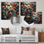 «Blue and Red Abstract Cubes III - Abstract Cubism», reproduction d'art murale en métal-1352146327