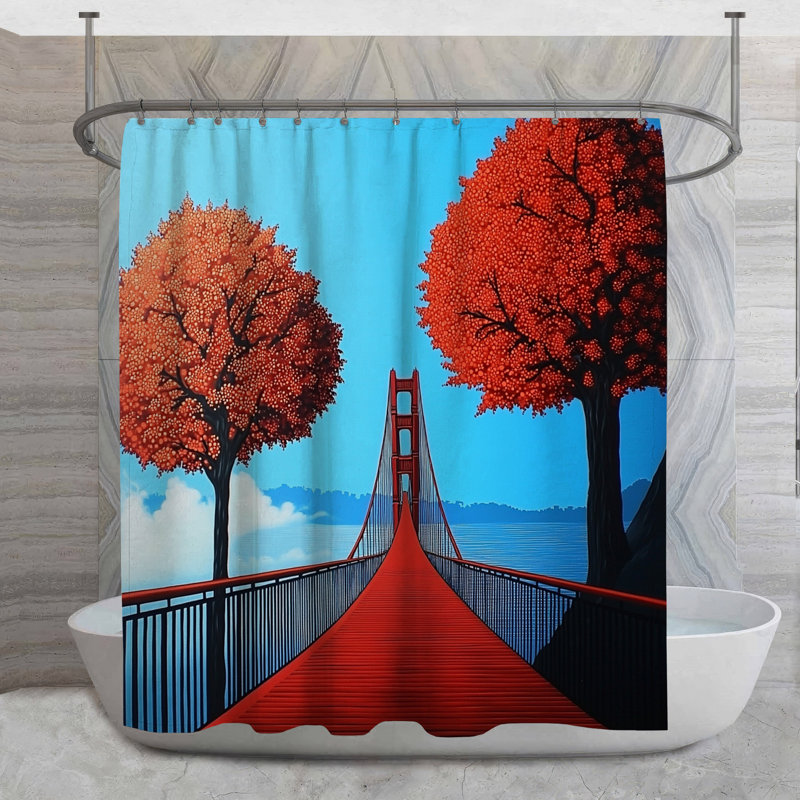 Rideau de douche Golden Gate - Landmark Bathroom Decor Industrial, H 84 po x l 70 po
