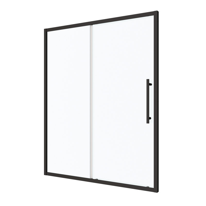 72"H X 44"-48"W Sliding Shower Door, 1/4" Tempered Glass, Matt Black, Nano Easy Clean&Protective Film, Stainless Steel Handle, Simple Install Approach, Magnetic Closure, Leak Resistance Idea Matte