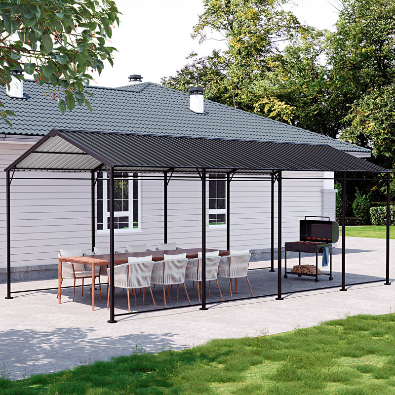 10' x 20' All-Metal Carport, Heavy Duty Outdoor Car Canopy with Galvanized Steel Roof