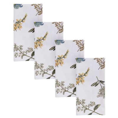 Ensemble de 4 serviettes florales blanches Flower Market
