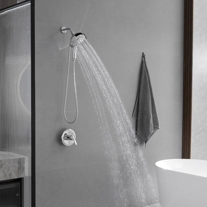 Polished Chrome Single-Handle Handheld Shower Faucet With 9 Spray Settings – 1.8 GPM (Valve Included)