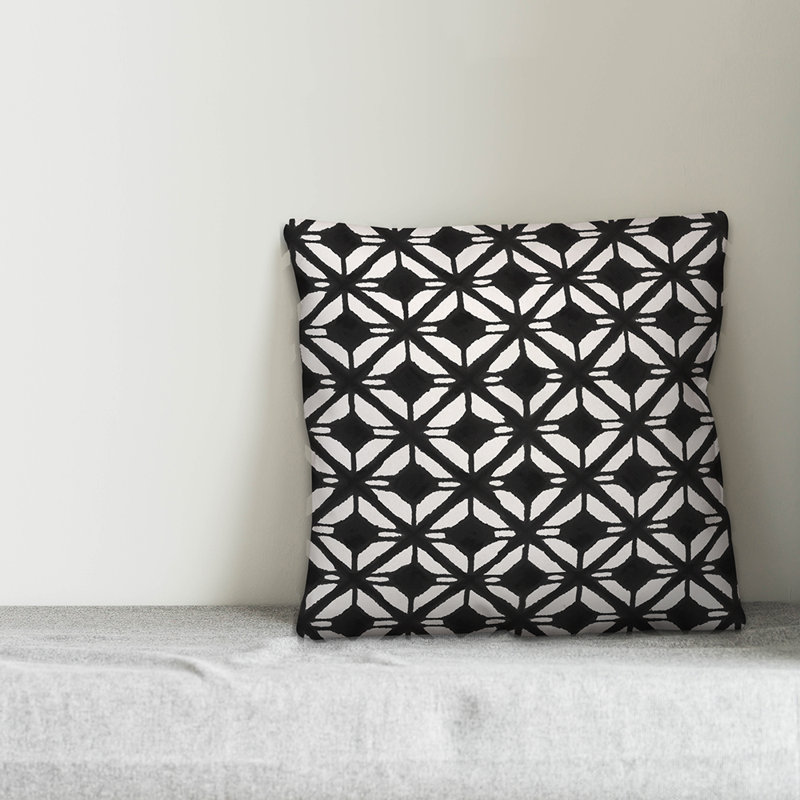  Coussin Diamond, 16 po x 1 po, Noir, Polyester / bourre en polyester