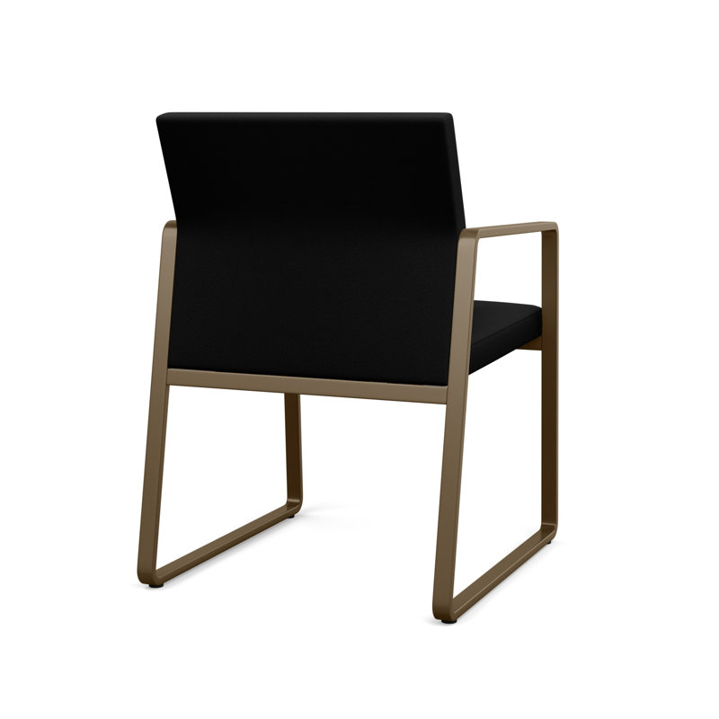 Chaise d'invité Gansett, Portes ouvertes en tissu noir, Bronze