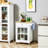 27" Kitchen Cart With Drawer - White. Glass Door Cabinet & Towel Rack. Adjustable Shelf. Rubber Wood Top. 4 For Mobility. 26.5" W X 19" D 34" H. 110 Lbs Capacity Island On Wheels Drawer, Workspace.