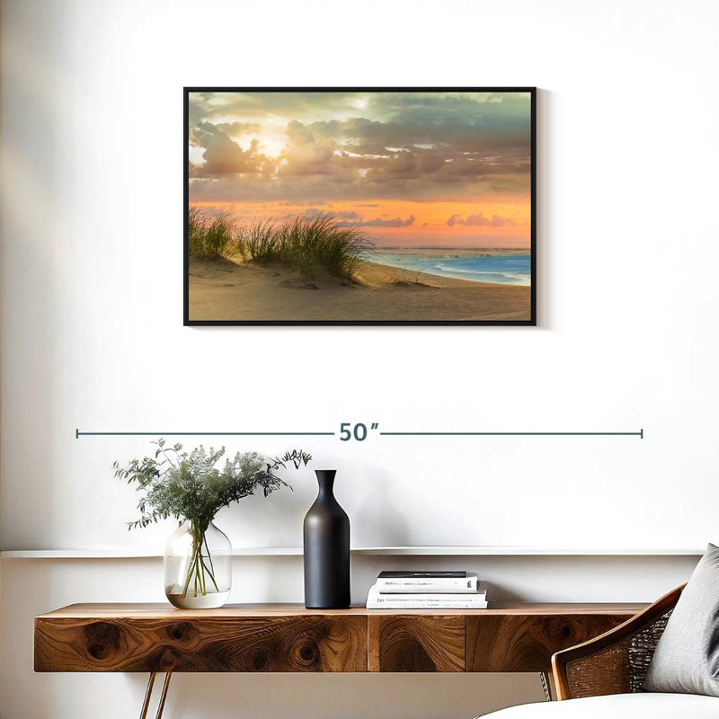 Herbe de mer et crépuscule, Cadre flottant noir, 31" X 21"