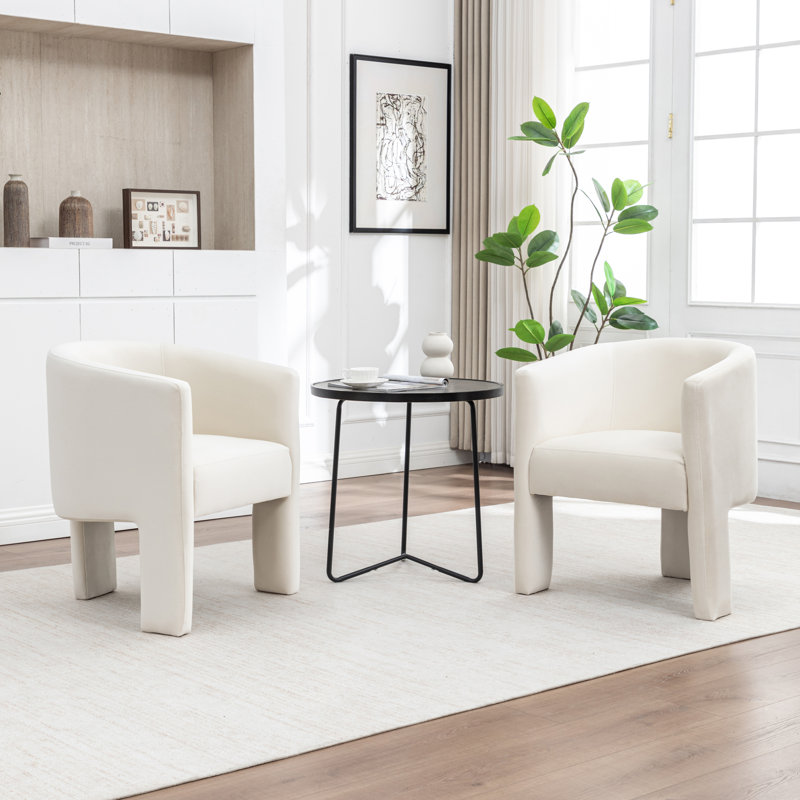 Chaise courbée en velours 29,13 po de hauteur, Beige