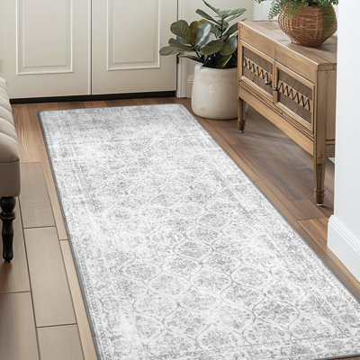 Tapis de couloir d'intérieur gris Feyzullah