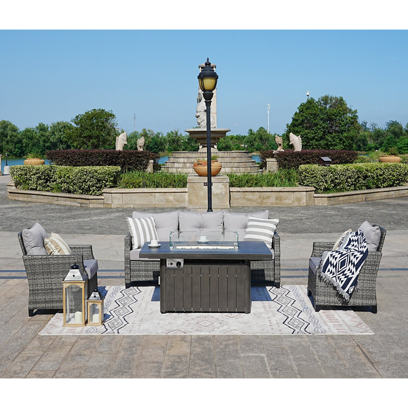 5 - Person Patio Conversation Set with Cushions, Gray