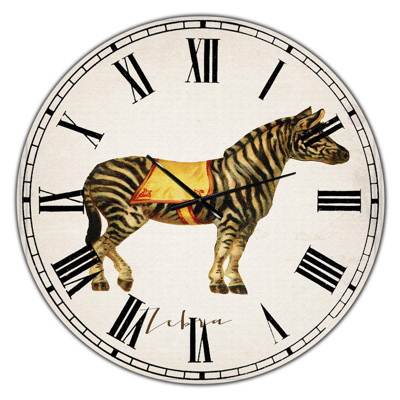 Zèbre de cirque - grande horloge murale, Moyen