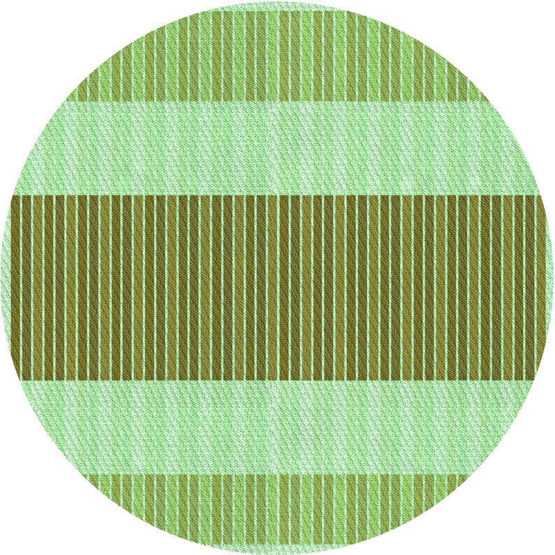 Tapis vert en laine à rayures Hyde, Rond 4 pi