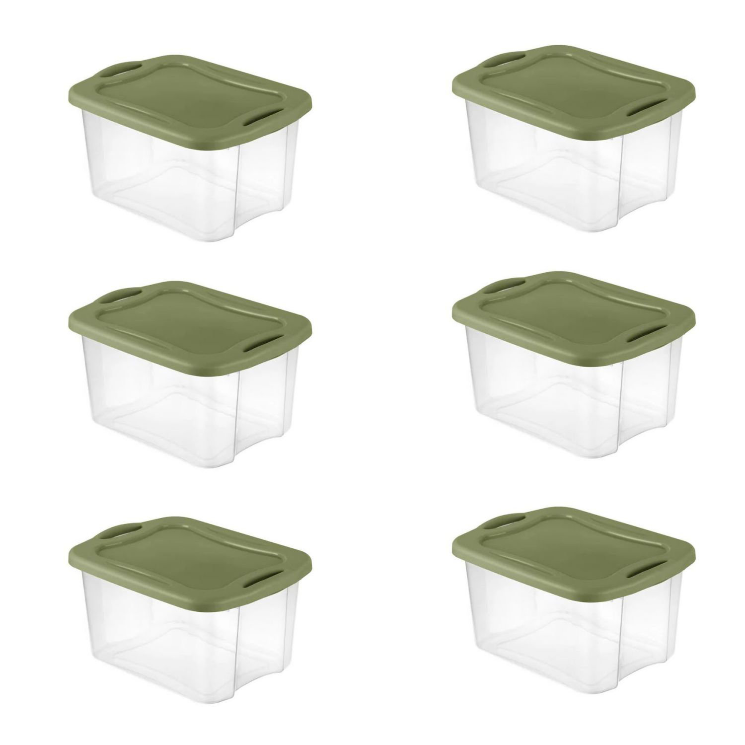 Sterilite 70 Qt. EZ Carry Plastic, Clear/Sage Legume, Set of 6