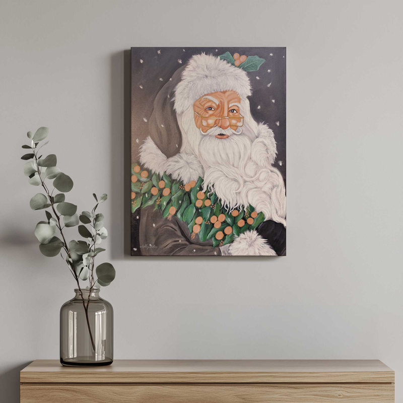 «Santa Portrait» par Ashley Justice, reproduction d'art, L 18 po x H 24 po, Ne s’applique pas, Toile tendue