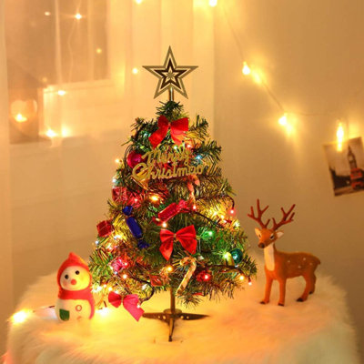 Mini sapin de Noël Petit sapin de Noël avec lumières DEL Ornements de table Décoration de Noël pour arbre de Noël artificiel d'intérieur 24 "/ 60Cm
