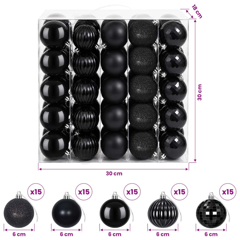 6cm Polystyrene Bauble, Black