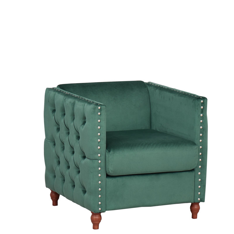 Chaise avec accoudoirs en velours 28,3 po, Velours vert