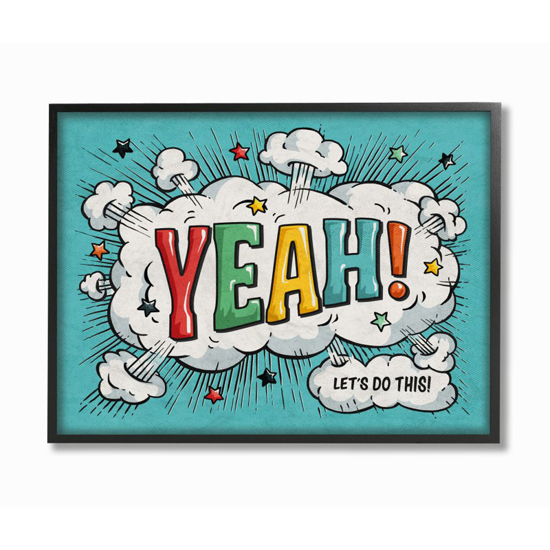 Oui! impression sur toile, "à motif bd rétro" par este kay, H 16 po x l 20 po x P 1,5 po, Giclée encadrée noir minuit