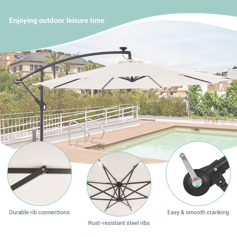 Parasol en porte-à-faux 10 pi Asyra, Beige
