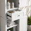 Grande armoire de rangement pour salle de bain, armoire de rangement autoportante avec tiroir et tablette réglable, panneau de fibres à densité moyenne avec finition peinte-352492080
