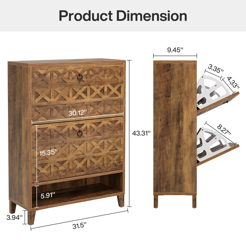 20 Pair Shoe Storage Cabinet, Brown