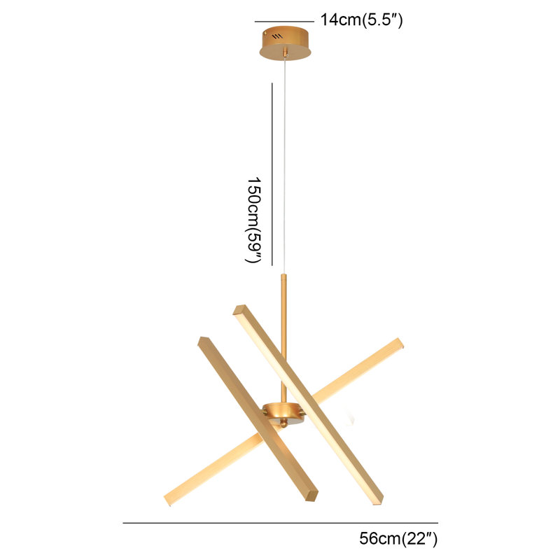 Zhangjing3 Modern Chandelier Sputnik LED Kitchen Island Remote Dimmable, 22"H x 22"W x 22"D, Gold