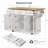 54Inch Large Kitchen Island With Rubber Wood Drop Leaf, Embossed Texture Rolling Kitchen Cart On 4 Wheels With 4 Doors And 3 Drawers, Kitchen Island With Storage For Kitchen, Dining Room,White-266677836