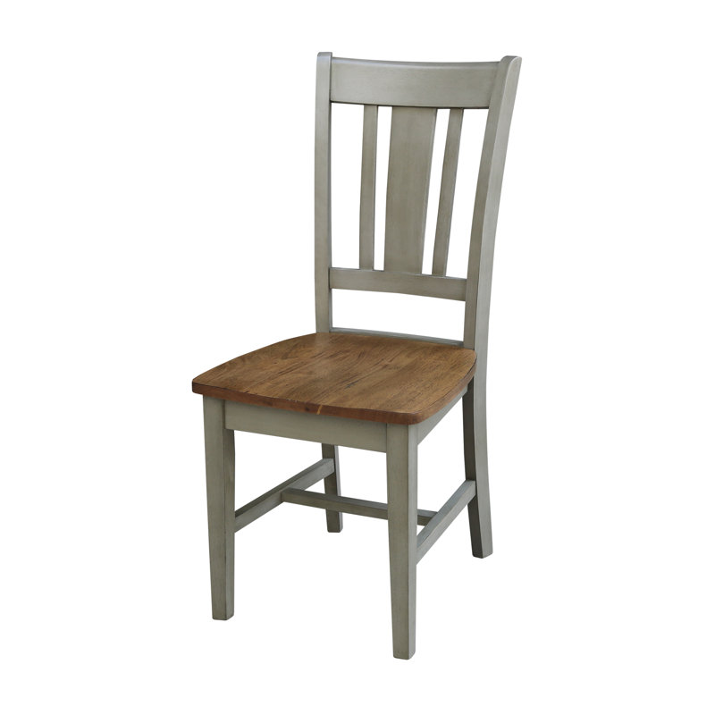 Evalyn Solid Wood Side Chair, Hickory/Stone