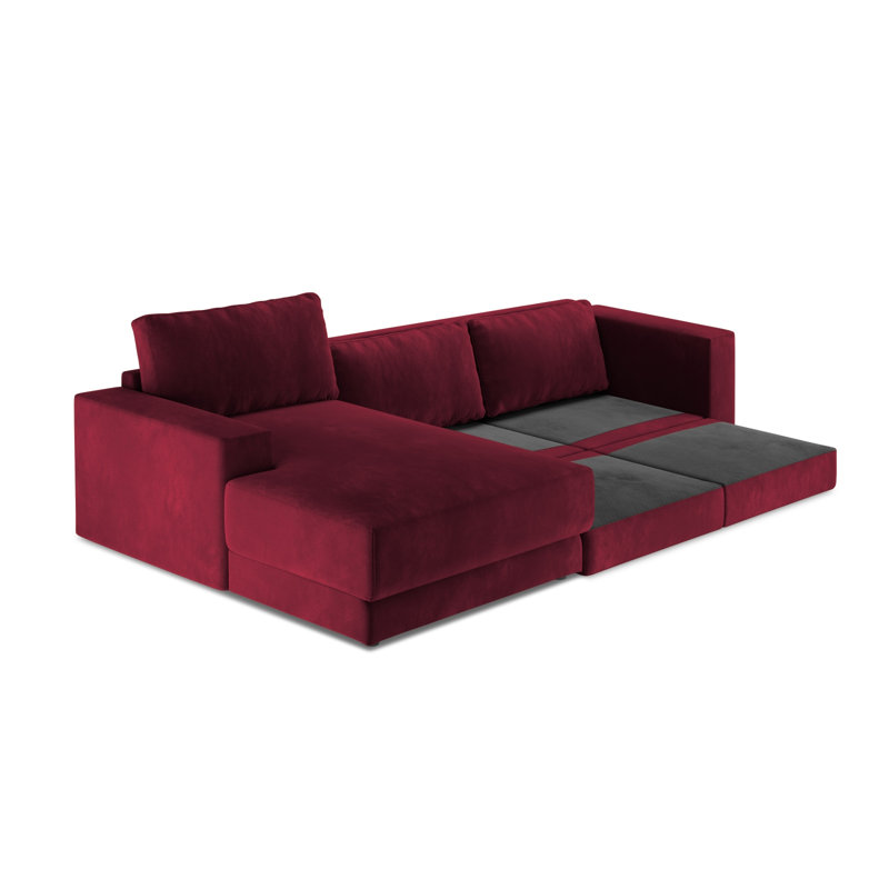 Donatella 6 Seater Sofa Bed, Left Hand Facing, Red Velvet