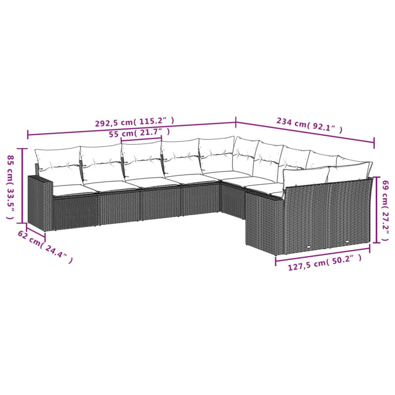 Grand canapé modulaire en rotin PE Vidaxl