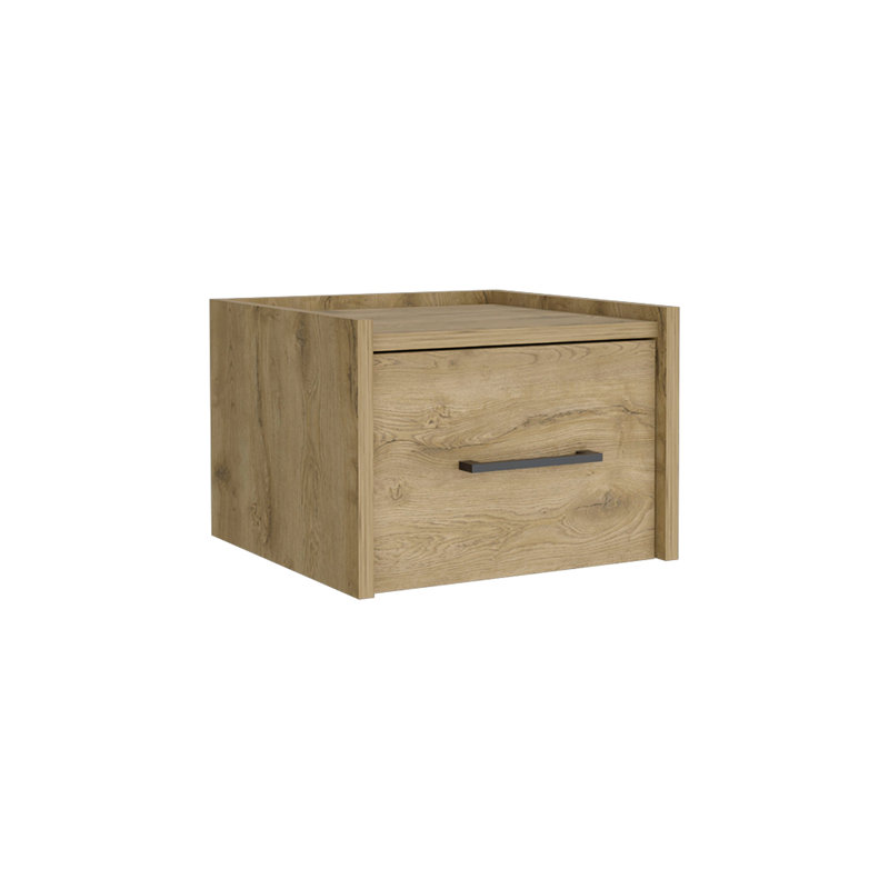 Breeland Floating Nightstand, Space-Saving Design with Handy Drawer and Surface, Beige