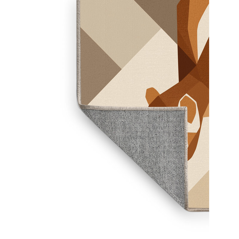 Tapis géométrique beige lavable à la machine Peirsen Chipmunk, 4 x 6