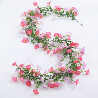 2Pcs 66.9" Pink Artificial Morning Glory Vines - Hanging Petunia Flower Garlands For Wedding & Home Decor
