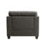 Chaise en lin gris anthracite avec 3 coussins, siège à ressorts ensachés, pieds en bois, garniture cloutée, siège sans bouton, structure en eucalyptus, accents