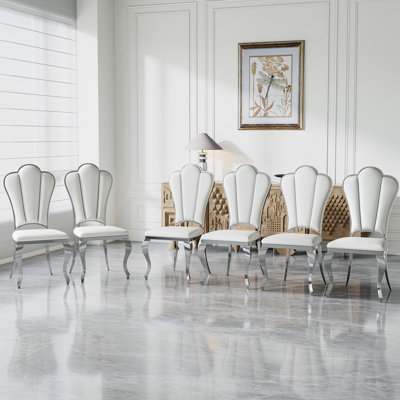 Faux Leather Shell Back Dining Chairs,Upholstered Side Chair