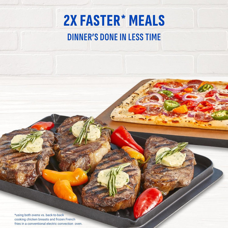 PowerXL SmartSynx Dual Door Oven, 8 Quick-Touch Cooking Presets including Air Fry, Toast, Bake & Broil, Large Capacity, Cooks 2 Foods Simultaneously.
