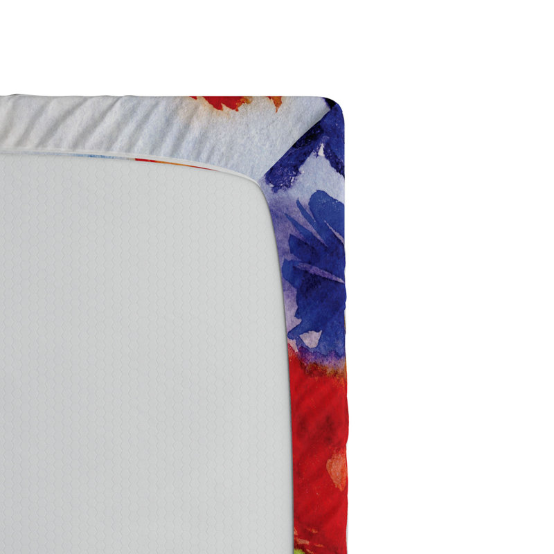 Twin White Microfiber Fitted Sheet with Colorful Print