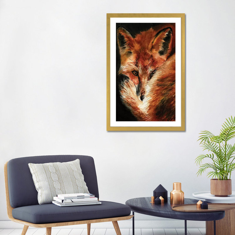 Fox Dreams par Rachel Parker - reproduction d'art, H 32 po x l 24 po x P 1 po, Blanc, Papier encadré doré