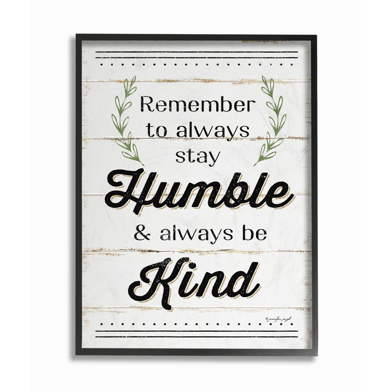 Humble and Kind Rosemary Sprig Typographie - impression d'art textuel, Giclée encadrée noir minuit