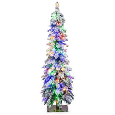 4 Ft. Flocked Slim Christmas Tree With Light
