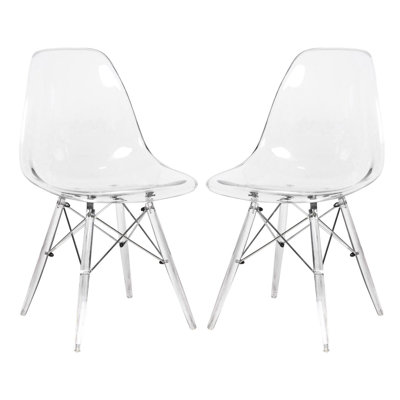 Clear Molded Side Chair with Acrylic Base - Set of 2