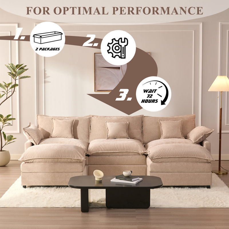 3 Seater Sofa, Chenille, Flat White