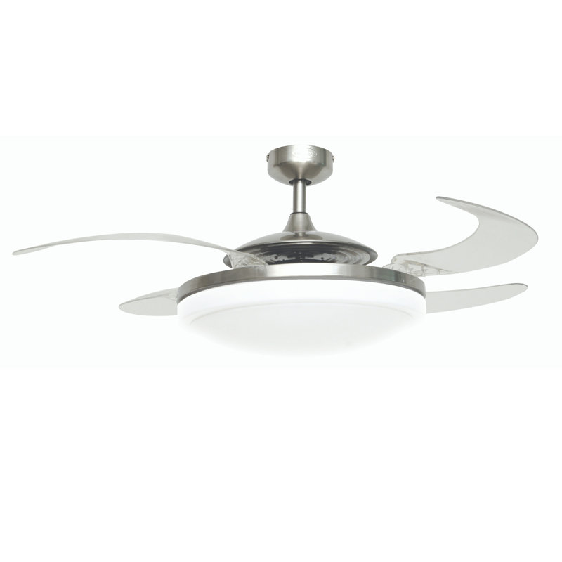 Adilene 122cm Ceiling Fan with Light Kit, White with Brushed Chrome Blades