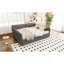 Grand lit plateforme tapissier avec port USB et 2 tiroirs, gris-1412669061