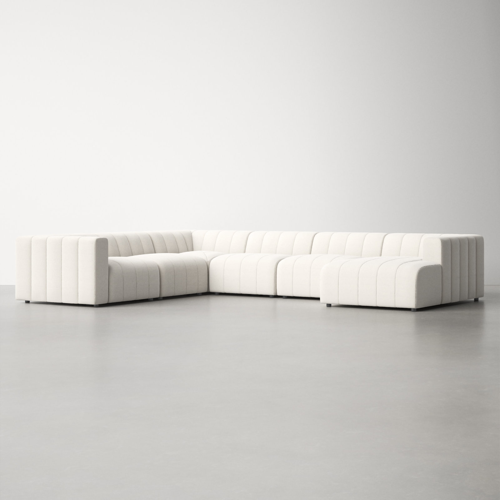 Bowry Upholstered Sectional, Fayette Cloud Polyester Blend, 28" H x 157" W x 122" D, Left Hand Facing