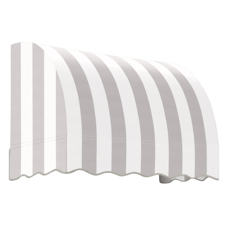 Awntech Savannah Acrylic Fabric Fixed Awning, Gray/White Stripe, 31" H x 40.5" W x 24" D