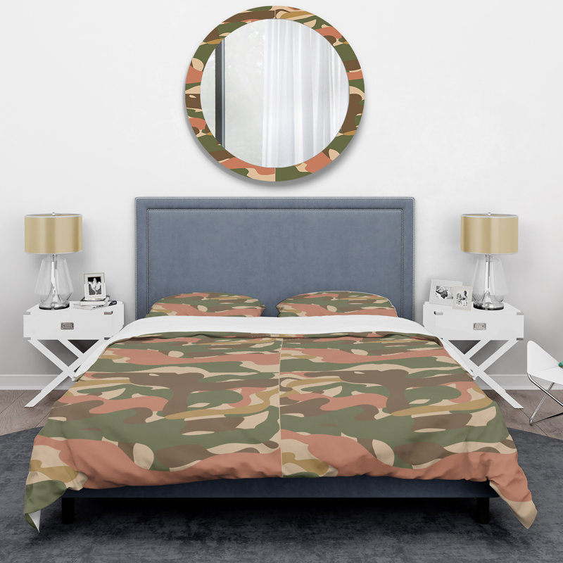 Ensemble de housse de couette en microfibre vert / brun 3 pièces