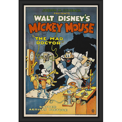 Mickey Mouse - The Mad Doctor, affiche encadrée - 24 po x 36 po - Cadre en bois d'ingénierie avec plexiglas