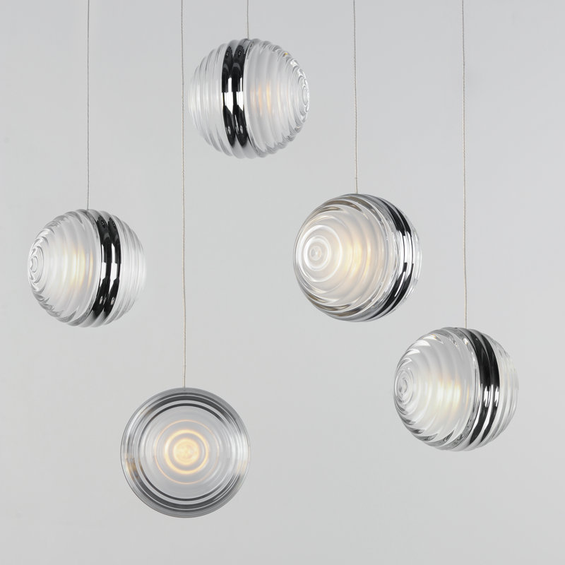 Aliese 5 - Light Polished Chrome LED Cluster Pendant