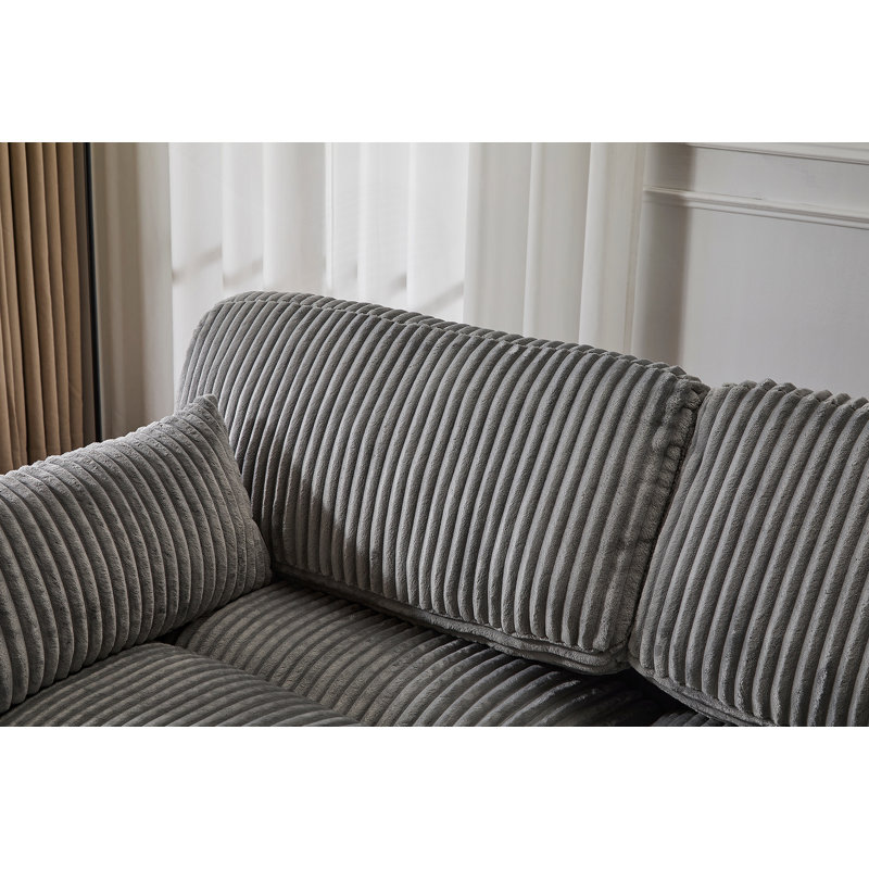 Double méridienne intérieure, canapé-lit rembourré surdimensionné pour l'intérieur, canapé de luxe à assise profonde, sans assemblage requis, gris