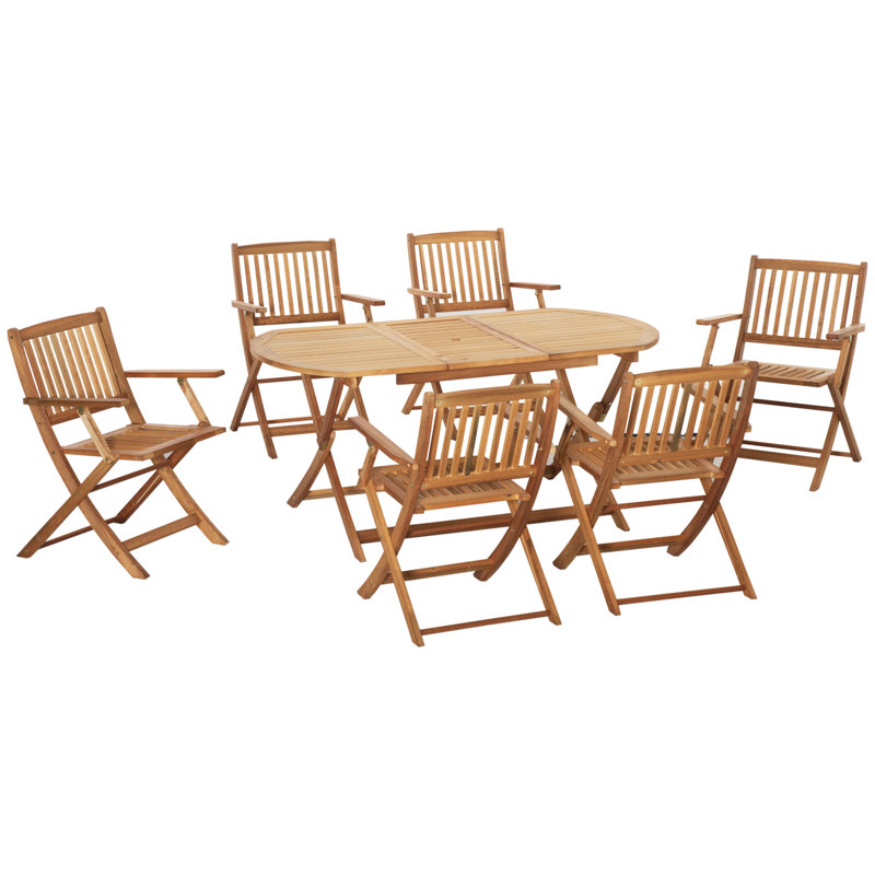6 - Person Wood Patio Dining Set with Oval Table